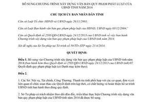Quyết định 893/QĐ-UBND 2014 bổ sung Chương trình xây dựng văn bản quy phạm pháp luật Bình Phước