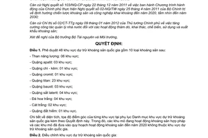 Quyết định 645/QĐ-TTg năm 2014 phê duyệt khu vực dự trữ khoáng sản quốc gia