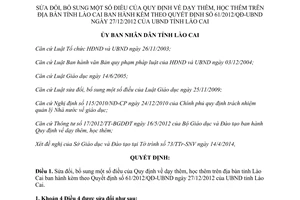 Quyết định 11/2014/QĐ-UBND sửa đổi 61/2012/QĐ-UBND dạy thêm học thêm Lào Cai