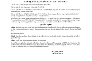 Quyết định 1335/QĐ-UBND 2014 xử phạt vi phạm hành chính quản lý phát triển bảo vệ lâm sản Thanh Hóa