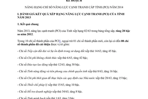 Kế hoạch 58/KH-UBND nâng hạng chỉ số năng lực cạnh tranh cấp tỉnh Thừa Thiên Huế 2014