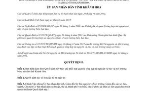 Quyết định 1141/QĐ-UBND 2014 quản lý tổng hợp tài nguyên bảo vệ môi trường biển hải đảo Khánh Hòa