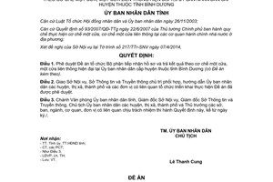 Quyết định 1036/QĐ-UBND năm 2014 tiếp nhận hồ sơ trả cơ chế một cửa liên thông hiện đại Bình Dương