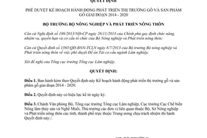 Quyết định 957/QĐ-BNN-TCLN 2014 phát triển thị trường gỗ 2014 2020