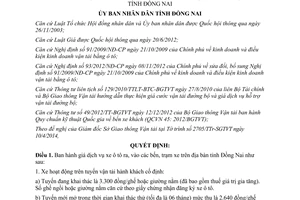 Quyết định 15/2014/QĐ-UBND giá dịch vụ xe ô tô ra vào bến trạm xe Đồng Nai