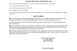 Quyết định 16/2014/QĐ-UBND sửa đổi 26/2013/QĐ-UBND thỏa thuận địa điểm dự án đầu tư Đồng Nai