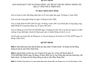 Quyết định 20/2014/QĐ-UBND quy chế hành chính kỹ thuật hệ thống thông tin địa lý Thừa Thiên Huế