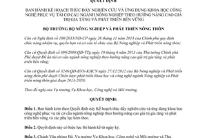 Quyết định 986/QĐ-BNN-KHCN 2014 nghiên cứu ứng dụng khoa học công nghệ phục vụ tái cơ cấu nông nghiệp