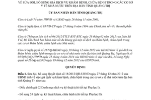 Quyết định 21/2014/QĐ-UBND giá dịch vụ khám chữa bệnh trong cơ sở y tế nhà nước Quảng Trị