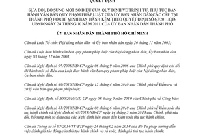 Quyết định 18/2014/QĐ-UBNB sửa đổi trình tự ban hành văn bản pháp luật của Ủy ban các cấp Hồ Chí Minh