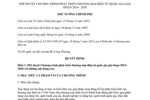 Quyết định 689/QĐ-TTg năm 2014 Chương trình phát triển thương mại điện tử quốc gia 2014-2020