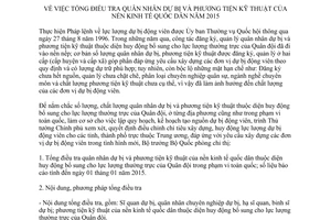 Chỉ thị 78/CT-BQP 2014 tổng điều tra quân nhân dự bị và phương tiện kỹ thuật nền kinh tế quốc dân 2015