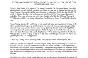 Thông báo 198/TB-VPCP 2014 kết luận Phó Thủ tướng tại cuộc họp về tình hình xuất khẩu gạo