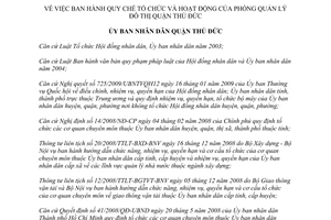 Quyết định 03/2014/QĐ-UBND quy chế tổ chức hoạt động Phòng Quản lý đô thị quận Thủ Đức Hồ Chí Minh