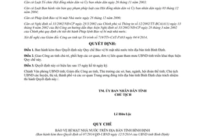 Quyết định 07/2014/QĐ-UBND quy chế bảo vệ bí mật nhà nước tỉnh Bình Định