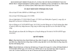 Quyết định 12/2014/QĐ-UBND quản lý cung cấp sử dụng Internet trò chơi điện tử công cộng Quảng Nam