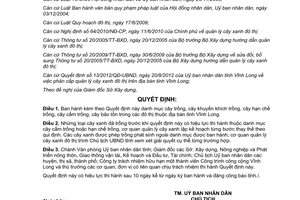 Quyết định 08/2014/QĐ-UBND danh mục cây khuyến khích hạn chế cấm trồng bảo tồn Vĩnh Long