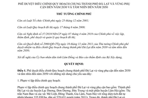 Quyết định 704/QĐ-TTg 2014 điều chỉnh quy hoạch Đà Lạt vùng phụ cận đến 2030 tầm nhìn đến 2050