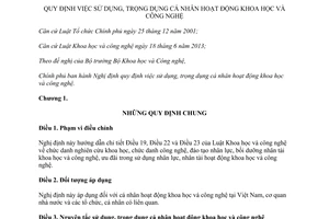 Nghị định 40/2014/NĐ-CP sử dụng trọng dụng cá nhân hoạt động khoa học công nghệ