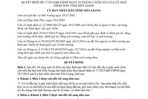 Quyết định 15/2014/QĐ-UBND sửa đổi quy định dẫn dụ gây nuôi chim yến Tiền Giang theo 17/2013/QĐ-UBND