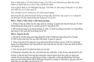 Thông tư 60/2014/TT-BTC sử dụng hội phí tham gia Tổ chức Hàng không dân dụng quốc tế ICAO