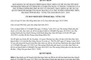 Quyết định 957/QĐ-UBND 2014 thực hiện 1133/QĐ-TTg Bà Rịa Vũng Tàu 2013 2016