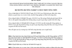 Quyết định 1016/QĐ-BNN-CB 2014 nâng cao giá trị gia tăng hàng nông lâm thủy sản giảm tổn thất sau thu hoạch