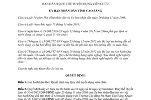 Quyết định 08/2014/QĐ-UBND Quy chế tuyển dụng viên chức Cao Bằng