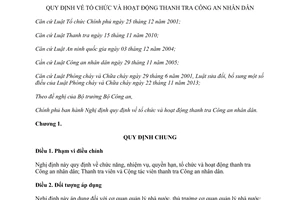 Nghị định 41/2014/NĐ-CP tổ chức hoạt động thanh tra Công an nhân dân