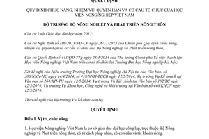 Quyết định 1026/QĐ-BNN-TCCB 2014 chức năng nhiệm vụ quyền hạn cơ cấu Học viện Nông nghiệp