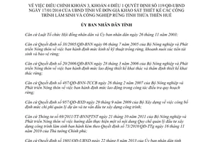 Quyết định 959/QĐ-UBND 2014 điều chỉnh 119/QĐ-UBND công trình lâm sinh Thừa Thiên Huế