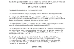 Quyết định 21/2014/QĐ-UBND nhiệm vụ quyền hạn cơ cấu tổ chức Ban Quản lý Khu kinh tế Hà Tĩnh
