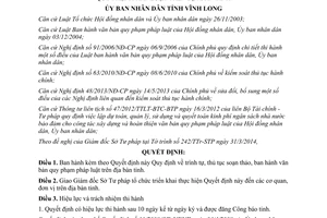 Quyết định 11/2014/QĐ-UBND trình tự thủ tục ban hành văn bản quy phạm Vĩnh Long