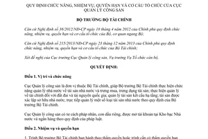 Quyết định 1068/QĐ-BTC năm 2014 chức năng nhiệm vụ quyền hạn cơ cấu Cục Quản lý công sản