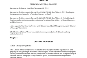 Circular No. 24/2014/TT-BTNMT defining cadastral dossiers
