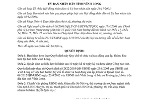 Quyết định 12/2014/QĐ-UBND Quy chế tổ chức hoạt động ấp khóm khu Vĩnh Long