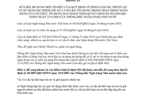 Thông tư 14/2014/TT-NHNN sửa đổi phân loại nợ trích lập sử dụng dự phòng xử lý rủi ro tín dụng