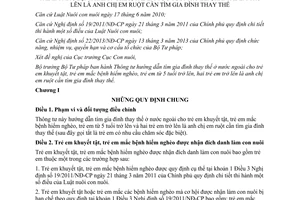 Thông tư 15/2014/TT-BTP tìm gia đình trẻ em khuyết tật bệnh hiểm nghèo trên 5 tuổi anh chị em ruột