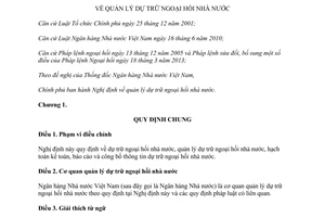 Nghị định 50/2014/NĐ-CP quản lý dự trữ ngoại hối nhà nước