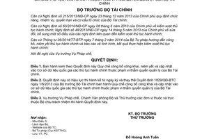 Quyết định 1083/QĐ-BTC 2014 niêm yết cập nhật Cơ sở dữ liệu quốc gia thủ tục hành chính