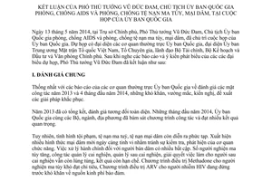 Thông báo 206/TB-VPCP 2014 kết luận cuộc họp Ủy ban Quốc gia phòng chống AIDS ma túy mại dâm