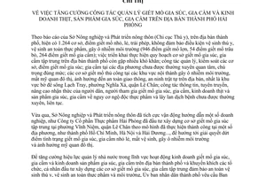 Chỉ thị 09/CT-UBND 2014 quản lý giết mổ gia súc gia cầm kinh doanh thịt Hải Phòng