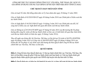 Quyết định 754/QĐ-UBND 2014 thủ tục hành chính văn hóa thể thao du lịch gia đình Cà Mau