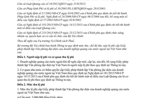 Thông tư 66/2014/TT-BTC lệ phí Giấy thành lập Văn phòng đại diện doanh nghiệp quảng cáo nước ngoài