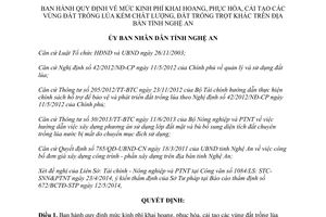 Quyết định 33/2014/QĐ-UBND mức kinh phí khai hoang phục hóa cải tạo đất lúa Nghệ An