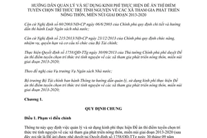 Thông tư 68/2014/TT-BTC hướng dẫn quản lý sử dụng kinh phí Đề án tuyển chọn trí thức trẻ tình nguyện