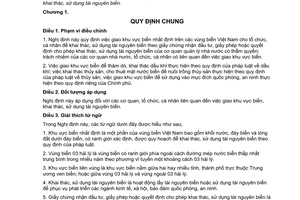 Nghị định 51/2014/NĐ-CP giao khu vực biển nhất định cho tổ chức cá nhân khai thác sử dụng tài nguyên biển