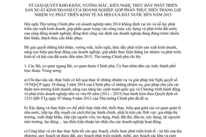 Chỉ thị 11/CT-TTg 2014 giải quyết khó khăn kiến nghị thúc đẩy phát triển sản xuất kinh doanh doanh nghiệp