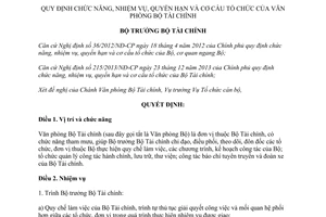 Quyết định 1089/QĐ-BTC 2014 chức năng nhiệm vụ quyền hạn tổ chức Văn phòng Bộ Tài chính