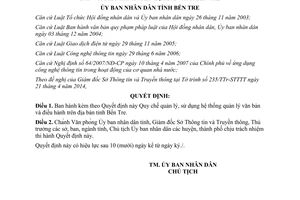 Quyết định 12/2014/QĐ-UBND quản lý sử dụng hệ thống thông tin quản lý văn bản điều hành Bến Tre